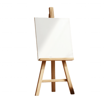 Empty canvas on wooden easel ready for artistic creativity and inspiration. png