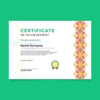 Certificate Design Template with Vertical Chinese Geometric Ornament and Stroke Silhouette vector
