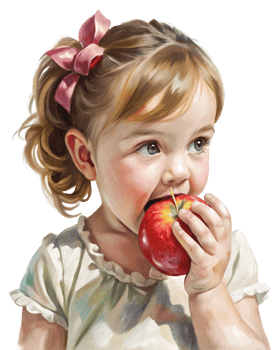 Smiling girl enjoying a delicious fruit snack png