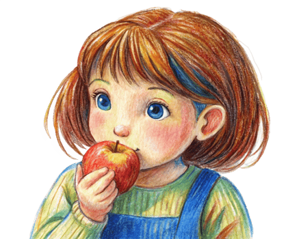 Happy child holding a freshly picked apple png