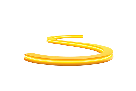 A vibrant, yellow, curved line resembling the letter 'S' with a smooth, glossy finish. png