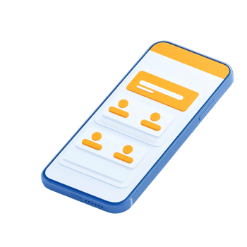 A smartphone displaying a user interface with profiles and a text input field. png