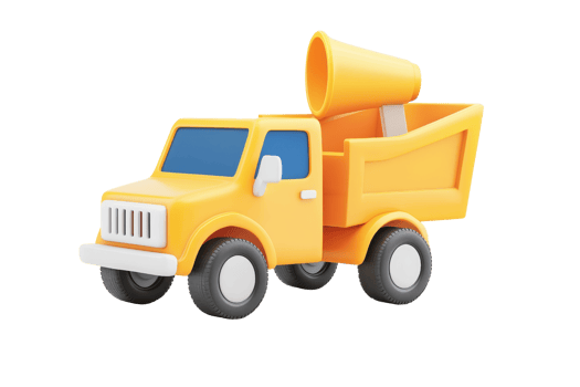 A bright yellow toy dump truck with a large loading bed and a prominent honking horn on top. png