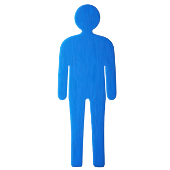 A blue, stylized figure of a person with a simple, minimalist design. png