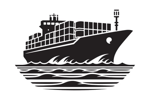 Container Ship Silhouette Illustrations for Shipping Industry Graphics vector