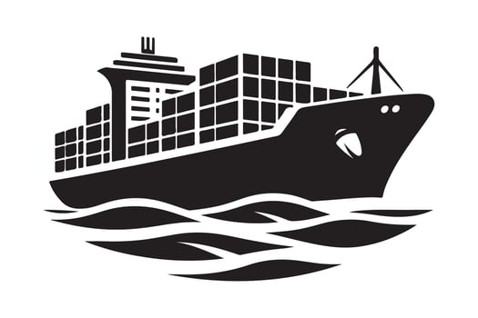 Container Ship Silhouette Vectors Illustrations for Web and Print Use