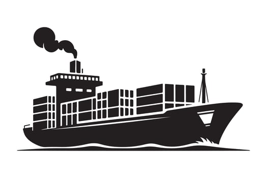 Detailed Container Ship Silhouette Vectors for Professional Design Needs