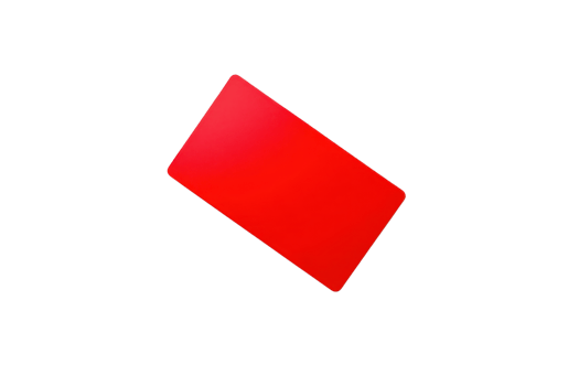 A vibrant red rectangular card positioned at an angle, showcasing its glossy surface. png