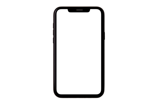 A modern smartphone with a blank screen, showcasing its sleek design and minimalistic aesthetic. png