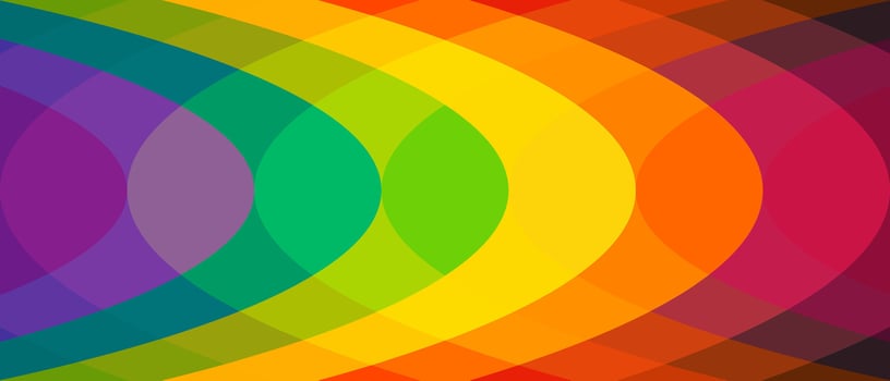The colorful overlapping arc rainbow pattern background offers a fresh and modern perspective. vector
