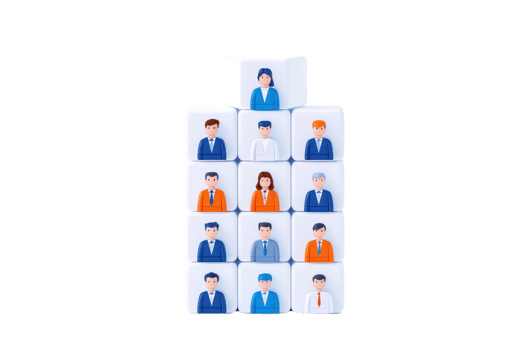 A stack of cards featuring illustrated characters in various colored outfits, organized in a grid formation. png