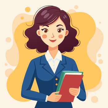 a woman in a business suit holding white background vector