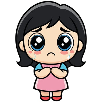 cute cartoon girl illustration white background vector