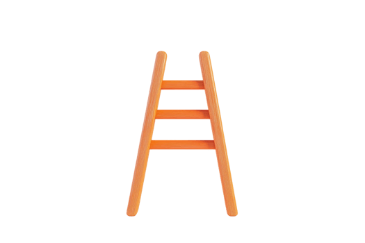 A vibrant orange ladder with four rungs, designed for climbing and reaching higher places. png