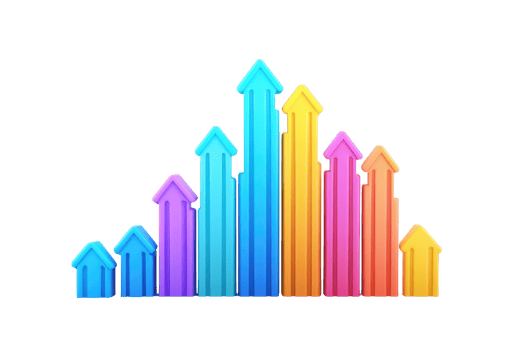 Colorful upward arrows represent growth or progress, arranged in a visually appealing manner. png
