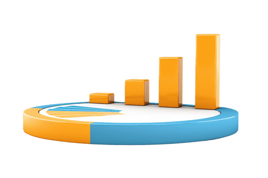 A colorful 3D bar graph displaying varying heights, illustrating growth and performance metrics. png