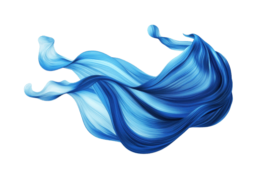 A vibrant swirl of flowing blue silk fabric with dynamic curves, showcasing elegance and movement, perfect for creative art projects. png