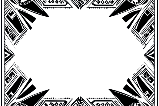 Elegant art deco frame in black, showcasing intricate geometric patterns with symmetrical designs ideal for vintage projects and decor. png