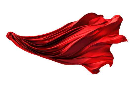 Dynamic flow of a vibrant red fabric waving in the air, creating a sense of movement and elegance, perfect for creative and design projects. png