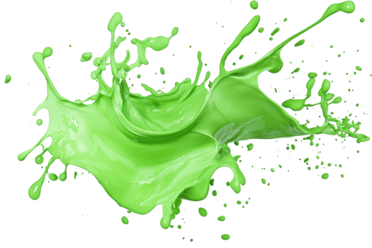 Dynamic green paint splash in mid-air, showcasing vibrant motion and fluidity against a transparent background. png