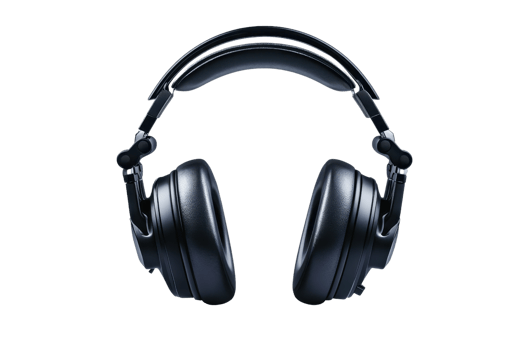 High-quality over-ear headphones in sleek black design, perfect for immersive sound experiences and comfortable extended listening sessions. png