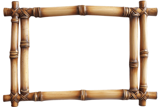 Natural bamboo frame with intricate design, perfect for eco-friendly decor and rustic presentations. Enhance photos with a unique organic touch. png
