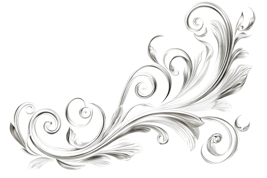 Intricate silver floral swirl ornament with elegant leaf and scroll design. Perfect for decorative, artistic, or vintage-themed projects. png