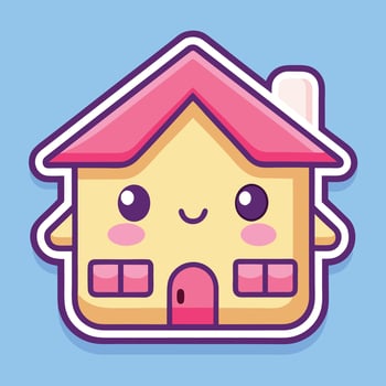 a cute house sticker with roof white background vector