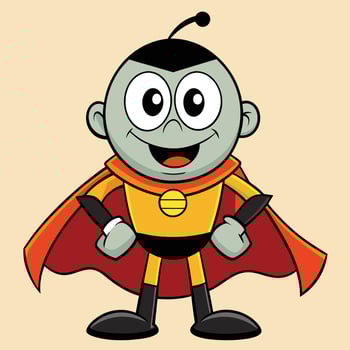 cartoon character of a superhero with a cape white background vector