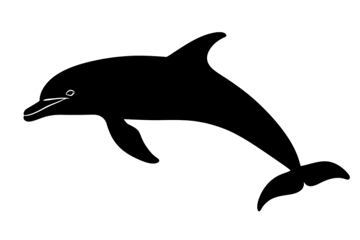 Silhouette of a dolphin in mid-jump, showcasing its graceful form and playful nature against a clear background. png