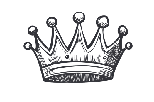 Sketch of a simple and elegant crown with intricate details, perfect for royalty-themed designs, illustrations, or artistic projects. png