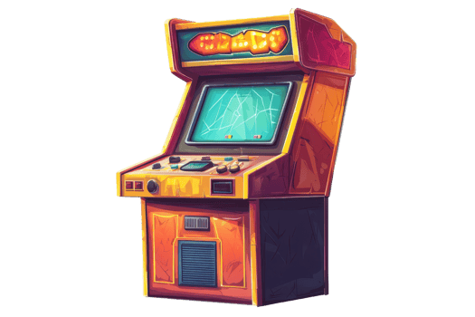 Vintage arcade machine with a retro design and vibrant colors, perfect for gaming nostalgia and classic game enthusiasts. png