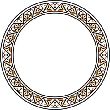 round colored border, frame, Pompeii ring. Circle Neopolitan ornament vector