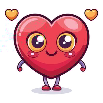 cute cartoon heart character illustration white background vector