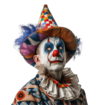 Colorful Clown Portrait Theatrical Makeup Festive Costume png