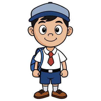 a cartoon boy wearing a school white background vector