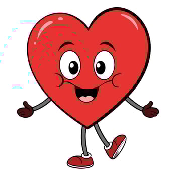 cartoon heart character with arms and legs vector