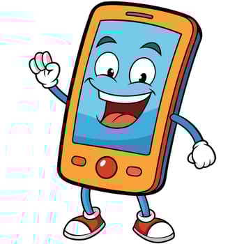 smartphone cartoon character illustration, vector