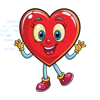 heart character with arms up and legs spread illustration vector