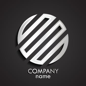 3d metal linear shape circle logo vector