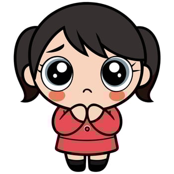 cute girl with big eyes ,white background illustration vector