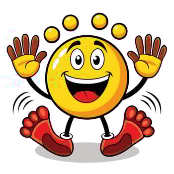 a cartoon emoticon character waving his hands vector