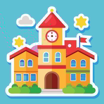 school building icon in flat style illustration on a white background vector