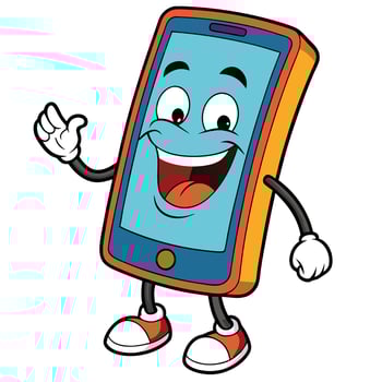 mobile phone cartoon mascot illustration, vector
