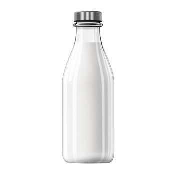 Glass Bottle of Milk with Minimalist White Cap png