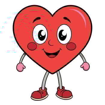 heart cartoon character illustration on a white background vector