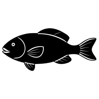 Grouper Fish Silhouette with Intricate Fin Details for Art vector