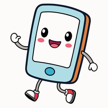 a cartoon phone running with arms outstretched funny character vector