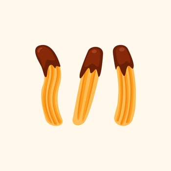 Churros illustration. Sweet pastries dough with chocolate sauce vector