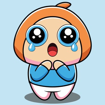 a cartoon girl with tears on her face vector